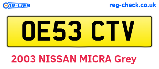 OE53CTV are the vehicle registration plates.
