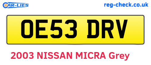 OE53DRV are the vehicle registration plates.