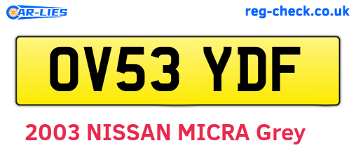 OV53YDF are the vehicle registration plates.