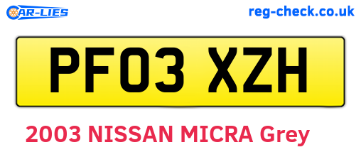 PF03XZH are the vehicle registration plates.