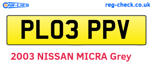 PL03PPV are the vehicle registration plates.