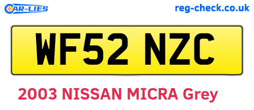 WF52NZC are the vehicle registration plates.
