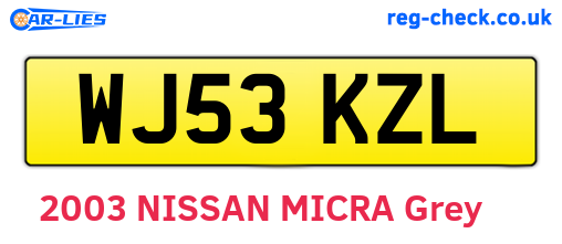 WJ53KZL are the vehicle registration plates.