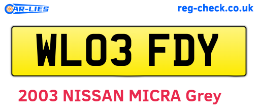 WL03FDY are the vehicle registration plates.