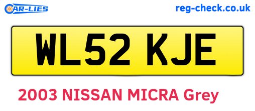 WL52KJE are the vehicle registration plates.