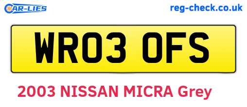 WR03OFS are the vehicle registration plates.