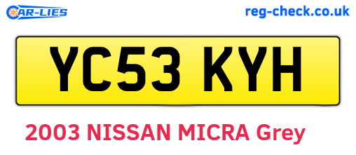 YC53KYH are the vehicle registration plates.