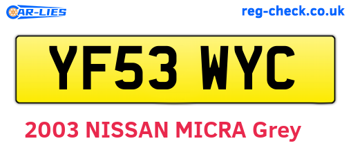 YF53WYC are the vehicle registration plates.