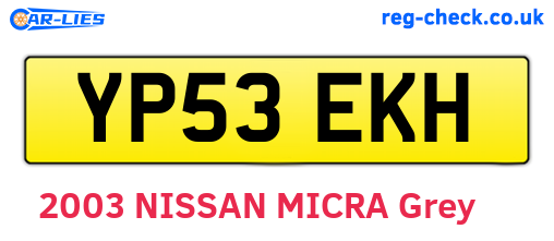 YP53EKH are the vehicle registration plates.
