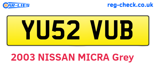 YU52VUB are the vehicle registration plates.