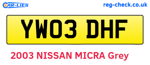 YW03DHF are the vehicle registration plates.