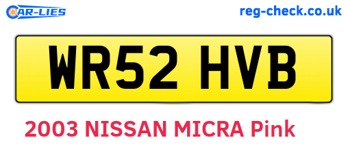 WR52HVB are the vehicle registration plates.