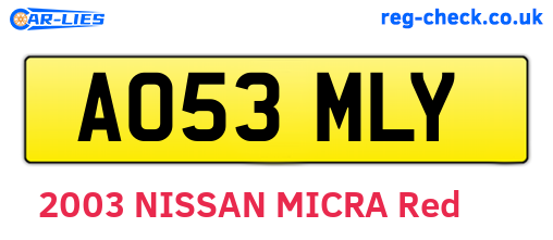 AO53MLY are the vehicle registration plates.