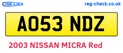 AO53NDZ are the vehicle registration plates.