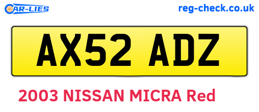 AX52ADZ are the vehicle registration plates.