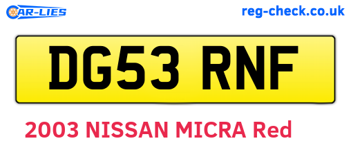 DG53RNF are the vehicle registration plates.