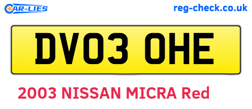 DV03OHE are the vehicle registration plates.