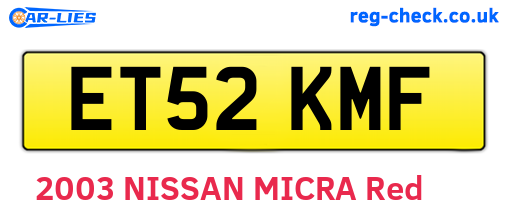 ET52KMF are the vehicle registration plates.