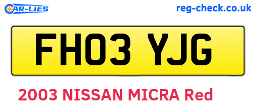 FH03YJG are the vehicle registration plates.