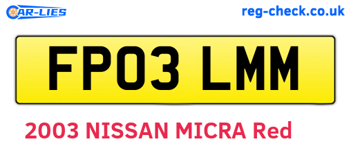 FP03LMM are the vehicle registration plates.