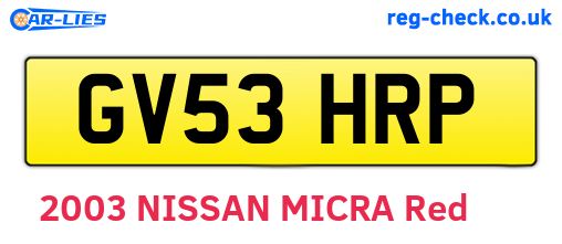GV53HRP are the vehicle registration plates.