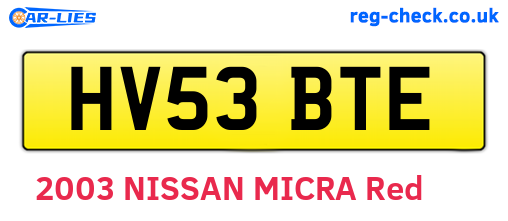 HV53BTE are the vehicle registration plates.