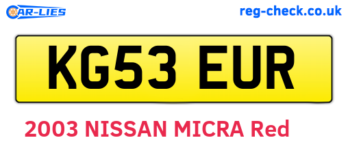 KG53EUR are the vehicle registration plates.
