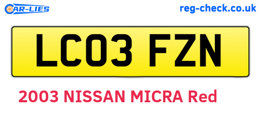 LC03FZN are the vehicle registration plates.