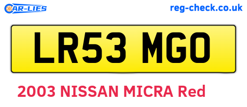 LR53MGO are the vehicle registration plates.