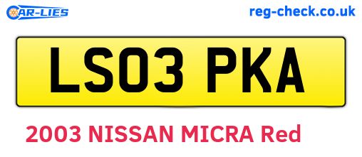 LS03PKA are the vehicle registration plates.