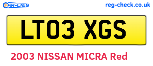 LT03XGS are the vehicle registration plates.