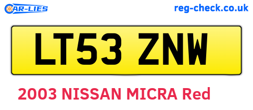 LT53ZNW are the vehicle registration plates.