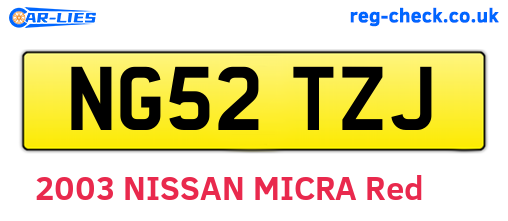 NG52TZJ are the vehicle registration plates.