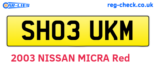 SH03UKM are the vehicle registration plates.