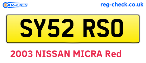 SY52RSO are the vehicle registration plates.