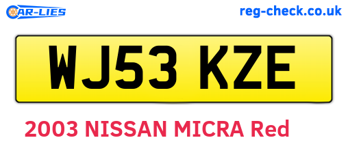 WJ53KZE are the vehicle registration plates.