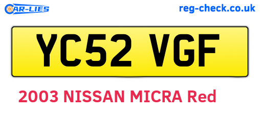 YC52VGF are the vehicle registration plates.
