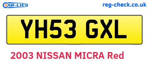YH53GXL are the vehicle registration plates.