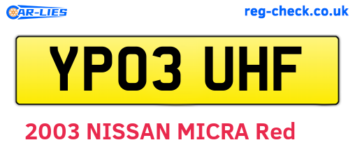YP03UHF are the vehicle registration plates.