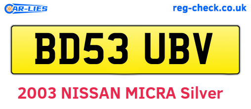 BD53UBV are the vehicle registration plates.