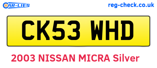 CK53WHD are the vehicle registration plates.