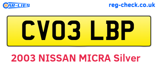 CV03LBP are the vehicle registration plates.