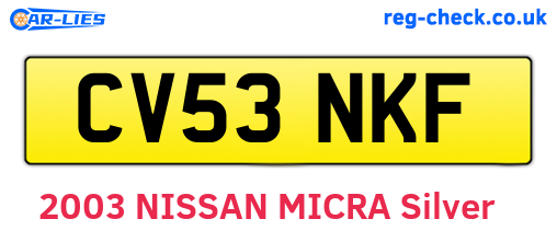 CV53NKF are the vehicle registration plates.