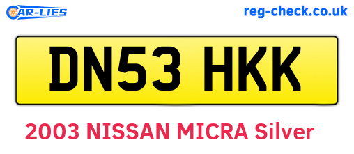 DN53HKK are the vehicle registration plates.