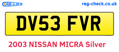 DV53FVR are the vehicle registration plates.