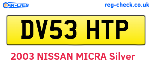 DV53HTP are the vehicle registration plates.
