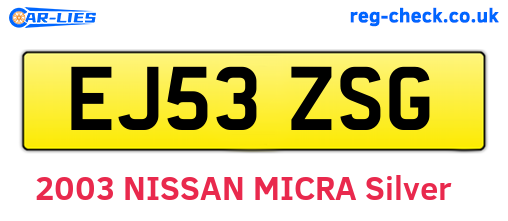 EJ53ZSG are the vehicle registration plates.