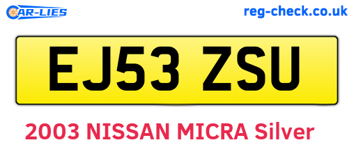 EJ53ZSU are the vehicle registration plates.