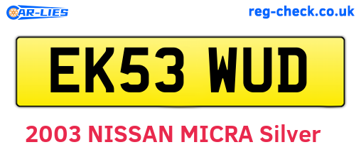 EK53WUD are the vehicle registration plates.