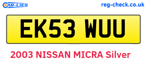 EK53WUU are the vehicle registration plates.